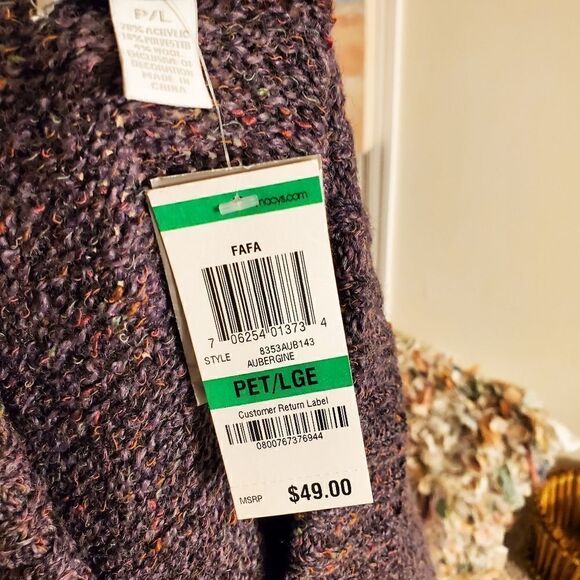 Charter Club Fafa Aubergine P/L Acrylic Blend Sweater. - Picture 9 of 13